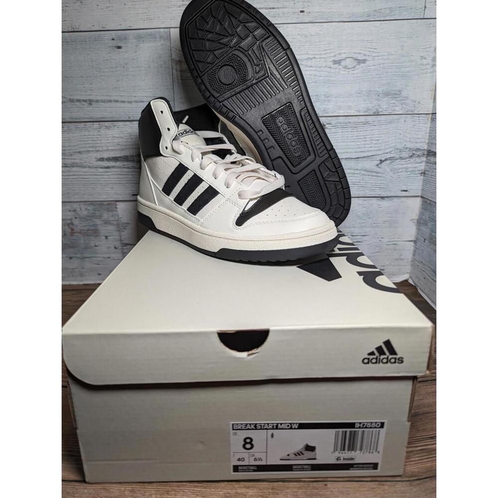 Womens Size 8 / Kids 7Y Adidas Break Start Mid White Black New IH7880 Shoes New